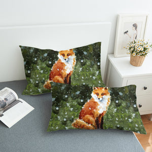 Female Fox In Snow Watercolor Painting  SWZT4402 Pillowcase