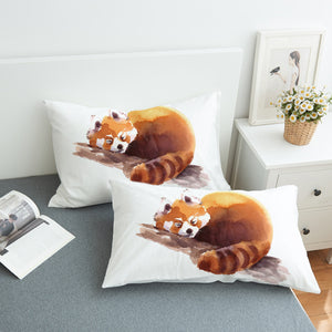 Lazy Orange Racoon Watercolor Painting SWZT4411 Pillowcase