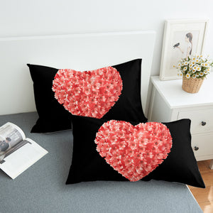 Multi Pink Flowers In Heart Shape Black Theme SWZT4414 Pillowcase