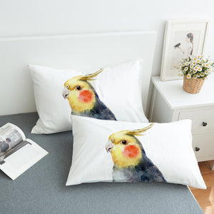 Yellow & Black Parrot White Theme Watercolor Painting SWZT4417 Pillowcase