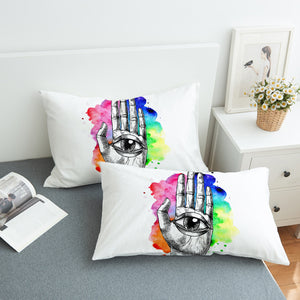 Eye In Hand Sketch Colorful Galaxy Background SWZT4420 Pillowcase