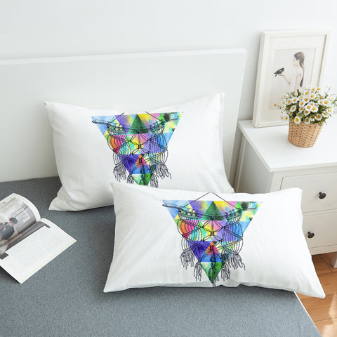 Image of Dreamcatcher Sketch Colorful Triangles Background SWZT4422 Pillowcase