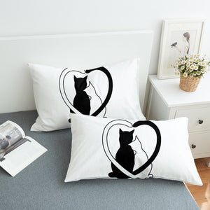 B&W Couple Cats SWZT4490 Pillowcase