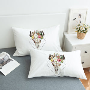 Floral Buffalo Skull SWZT4500 Pillowcase