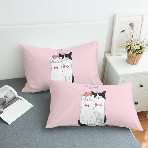 Image of Cute My Sweet Loving Cats Pink Theme SWZT4507 Pillowcase