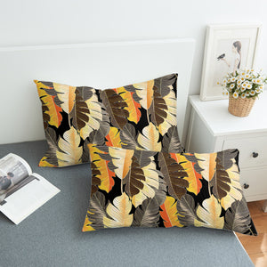 Summer Earth Tone Orange Brown Monstera Leaves SWZT4517 Pillowcase