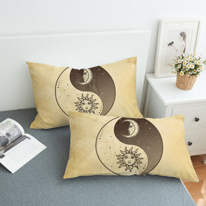 Retro Yin Yang Sun and Moon Face SWZT4519 Pillowcase