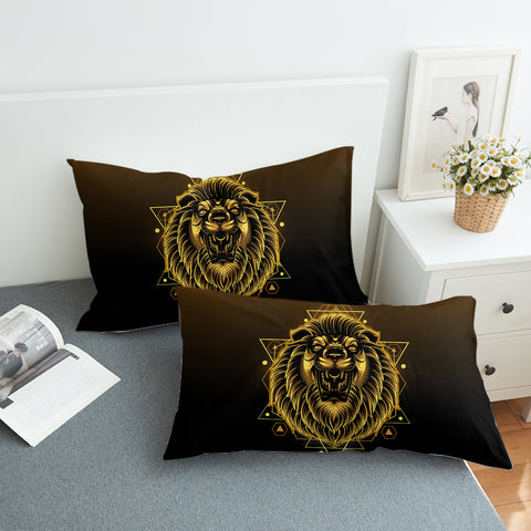 Image of Modern Golden Lion Zodiac Black Theme SWZT4529 Pillowcase