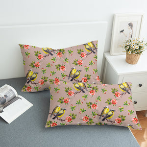 Couple Sunbird and Pink Flowers SWZT4533 Pillowcase