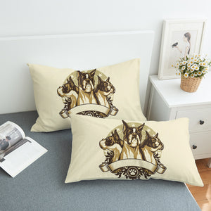 Retro Golden Three Heads Bulldogs Old School Style SWZT4535 Pillowcase