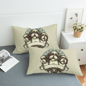 Retro Three Heads Cavalier King Charles Spaniel Superstar SWZT4536 Pillowcase