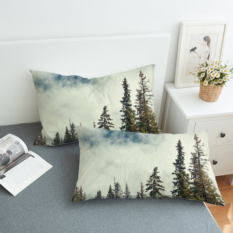 Image of Pine Plants Fog Landscape SWZT4539 Pillowcase