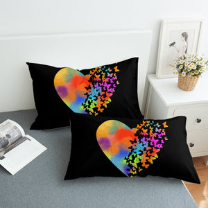 Colorful Faded Butterfly Heart Shape SWZT4543 Pillowcase
