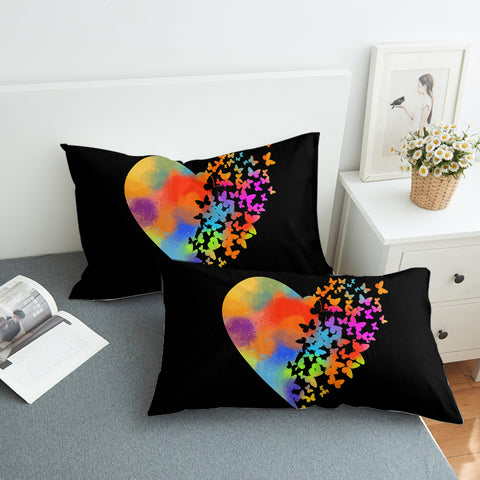Image of Colorful Faded Butterfly Heart Shape SWZT4543 Pillowcase