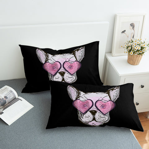 Image of Pink Heart Sunglasses Pug SWZT4588 Pillowcase