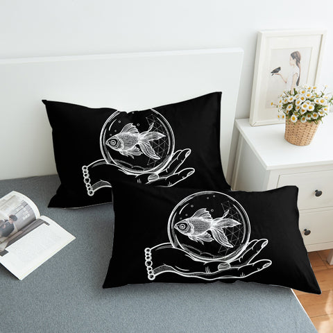 Image of Hand Holding Fish SWZT4589 Pillowcase