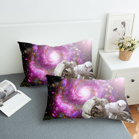 Image of Pink Purple Galaxy Astronaut Theme  SWZT4591 Pillowcase