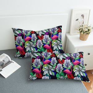 Multi Flamingos & Flowers Full Screen SWZT4597 Pillowcase