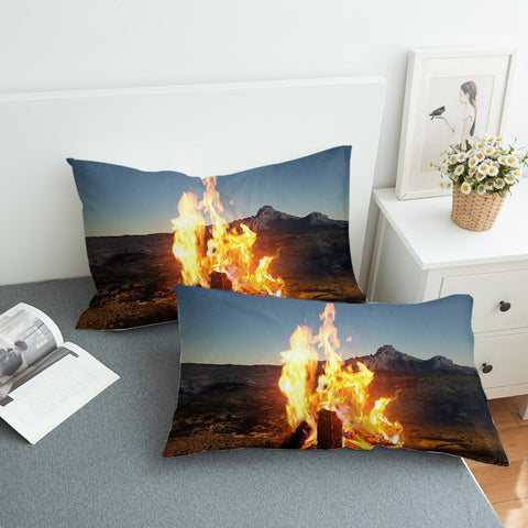 Image of Burning Wood In The Desert  SWZT4599 Pillowcase