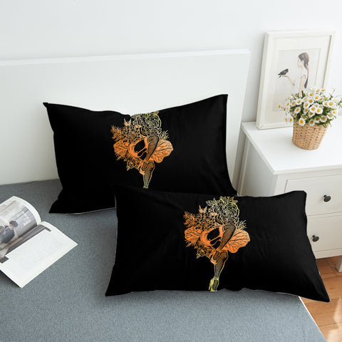 Image of Gradient Yellow & Orange Lady In The Flowers SWZT4602 Pillowcase