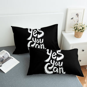 B&W Typo Yes You Can SWZT4603 Pillowcase