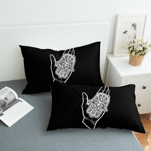 Image of B&W Tattoo Hand Illustration SWZT4606 Pillowcase