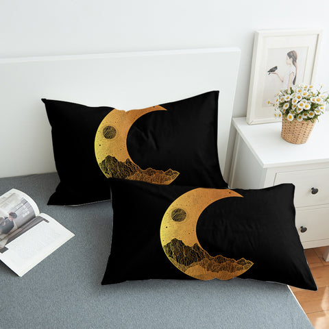 Image of Golden Half Moon Landscape Illustration SWZT4637 Pillowcase