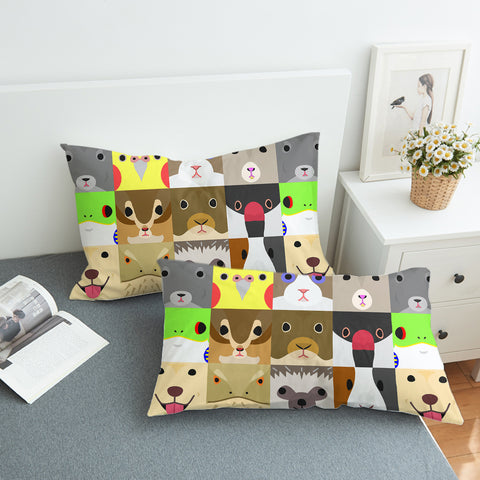 Image of Products Cute Cartoon Animals Checkerboard SWZT4638 Pillowcase