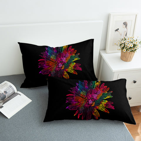 Image of Big Colorful Flower Black Theme SWZT4641 Pillowcase