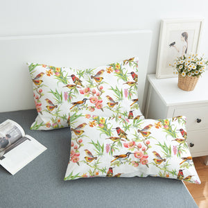 Brown Sunbirds & Pink Flowers SWZT4731 Pillowcase