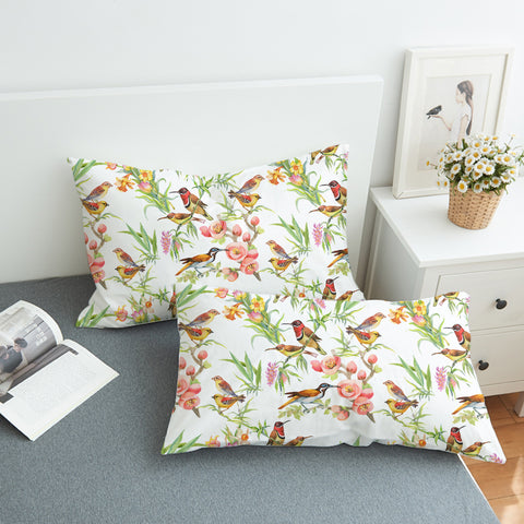 Image of Brown Sunbirds & Pink Flowers SWZT4731 Pillowcase