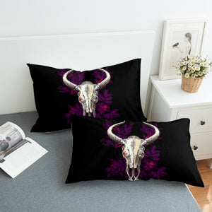Vintage Dark Purple Floral Buffalo Skull SWZT4733 Pillowcase
