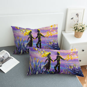 Watercolor Beautiful Love Scene Purple Theme SWZT4736 Pillowcase