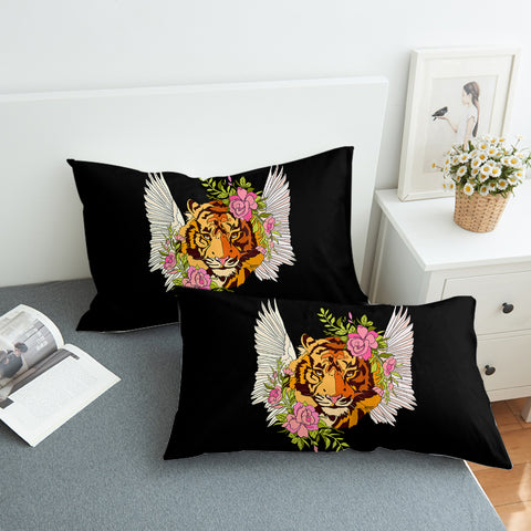 Image of Floral Tiger Wings Draw SWZT4750 Pillowcase