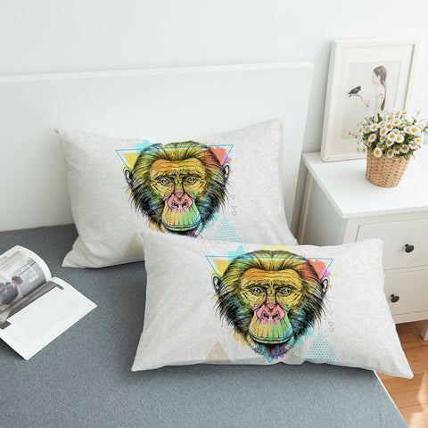 Image of Colorful Watercolor Triangle Monkey SWZT4751 Pillowcase