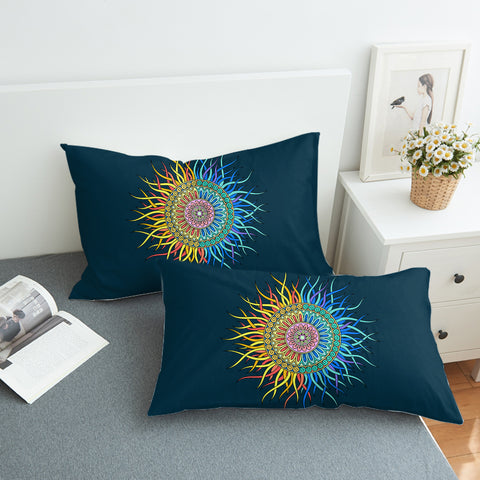Image of 2-Tone Sun Mandala Orange & Blue SWZT4753 Pillowcase