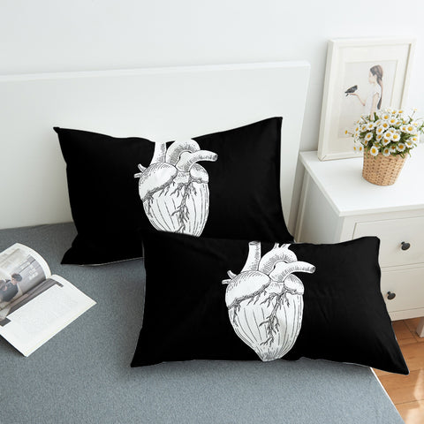 Image of B&W Heart Sketch SWZT4756 Pillowcase