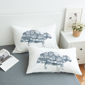 Turtle Pencil Sketch Grey Line SWZT5149 Pillowcase