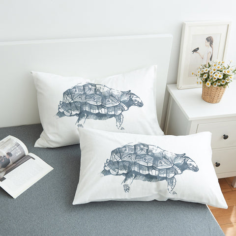 Image of Turtle Pencil Sketch Grey Line SWZT5149 Pillowcase