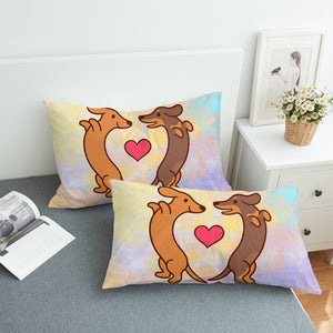 Cute Couple Dachshund Pastel Theme  SWZT5154 Pillowcase