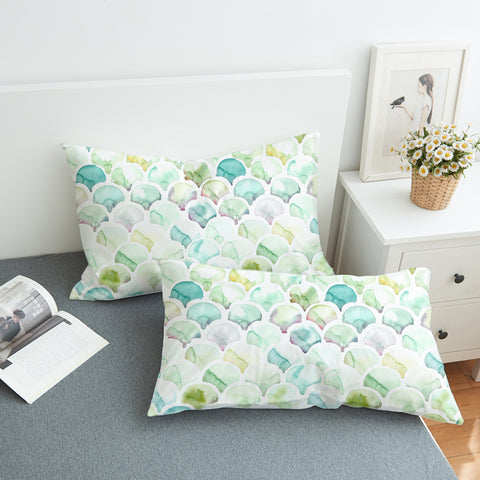 Image of Green Blue Pastel Japanese Seamless Art  SWZT5157 Pillowcase