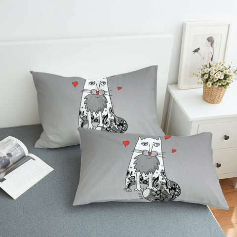 Image of Love Old Cat Grey Theme SWZT5177 Pillowcase