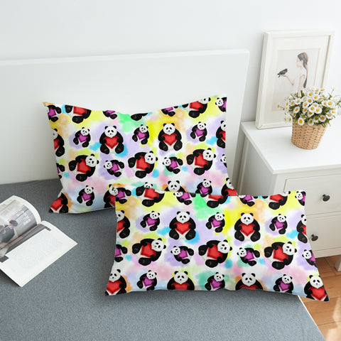 Image of Multi Love Panda Gradient Theme  SWZT5180 Pillowcase