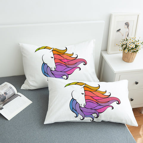 Image of Colorful Unicorn Hair White Theme SWZT5184 Pillowcase