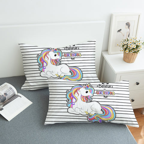 Image of Cute Colorful Unicorn Stripes SWZT5199 Pillowcase