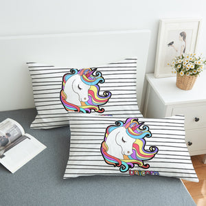 Pastel Sleeping Unicorn Head Stripes SWZT5200 Pillowcase