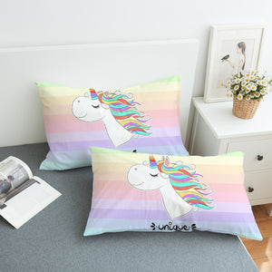 Happy Colorful Unicorn Pastel Stripes SWZT5201 Pillowcase