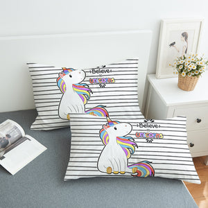 Little Colorful Unicorn Stripes  SWZT5202 Pillowcase