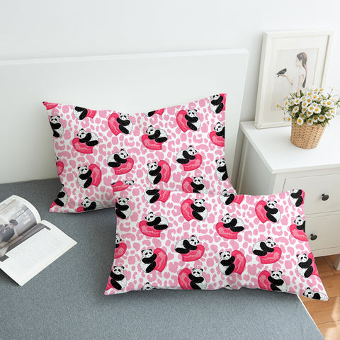 Image of Multi Love Panda Pink Theme SWZT5204 Pillowcase