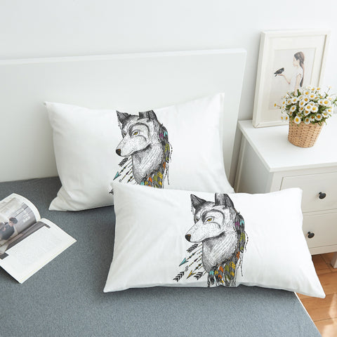 Image of Dreamcatcher Wolf White Theme SWZT5240 Pillowcase